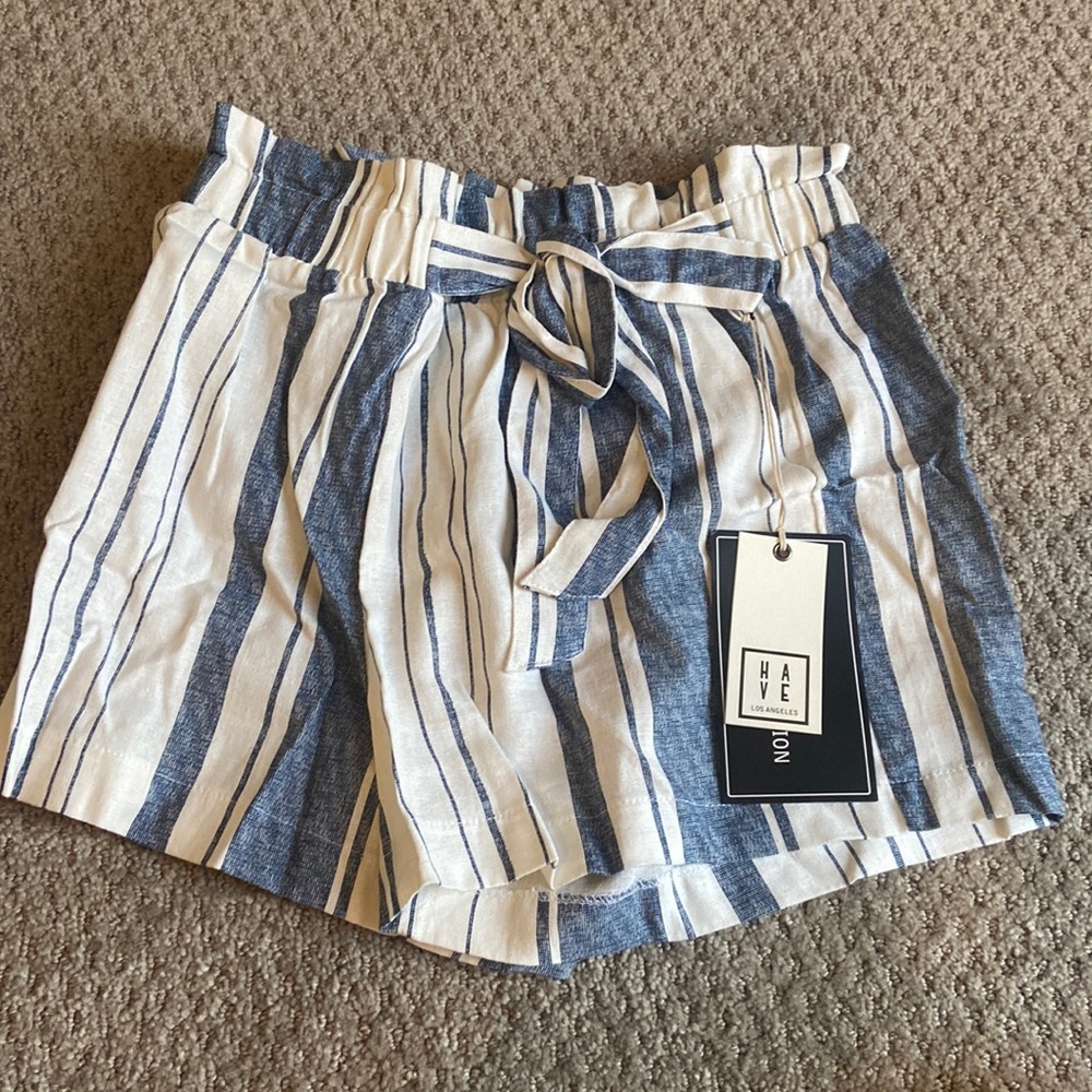 cute blue and white striped shorts